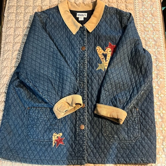 Haik’s Vintage 90s Women’s Barn Chore Coat patchwork design Denim Blue Size 2X - Picture 1 of 7